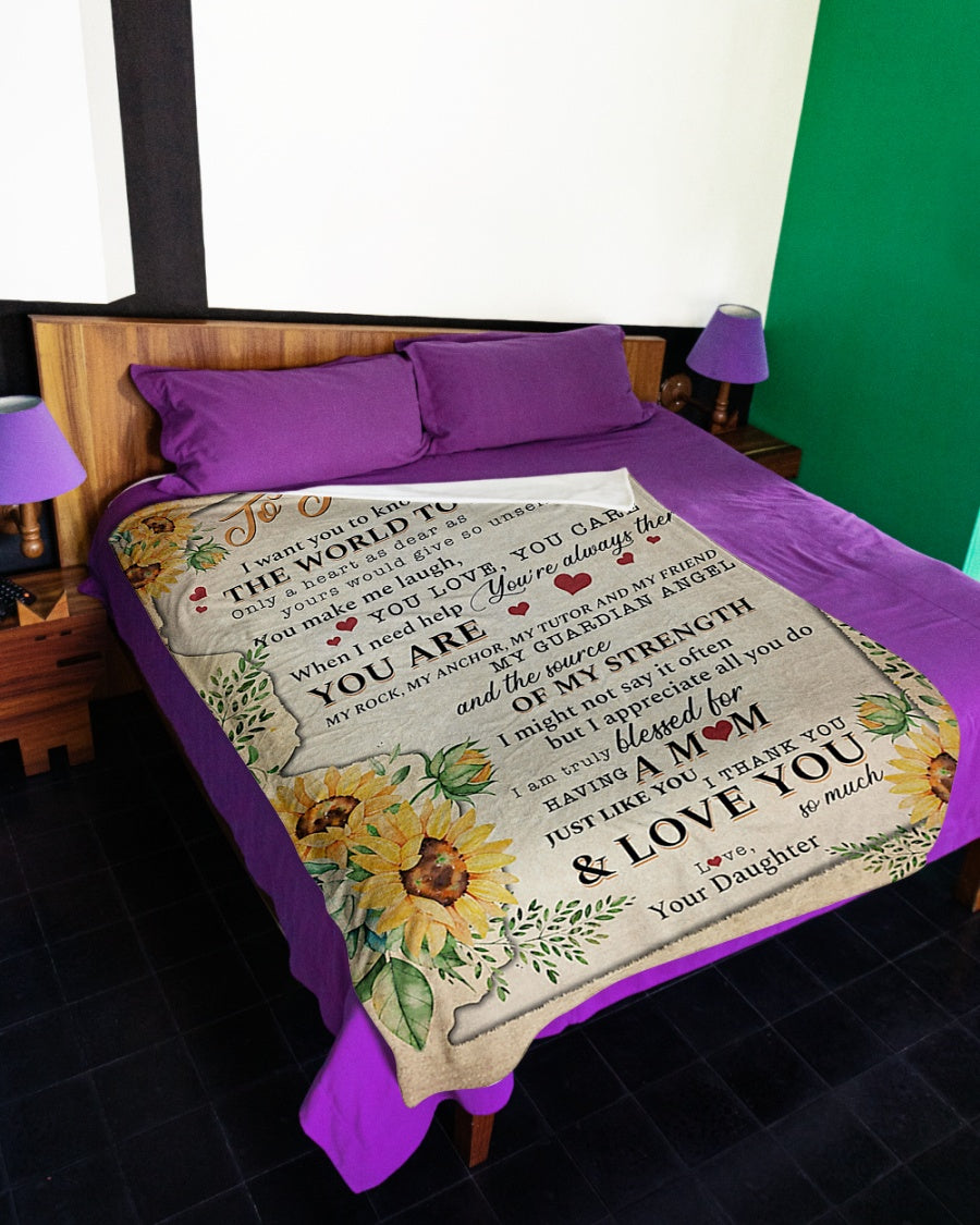 Sunflower I Love You With All My Heart Flannel Blanket For Cozy Bedroom Sofa Decor