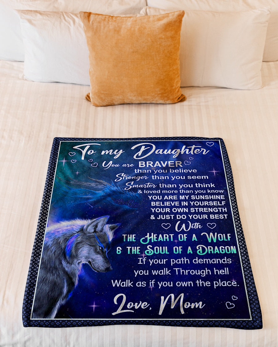Wolf Believe In Yourself Daughter Gift Flannel Blanket For Cozy Bedroom Sofa Decor