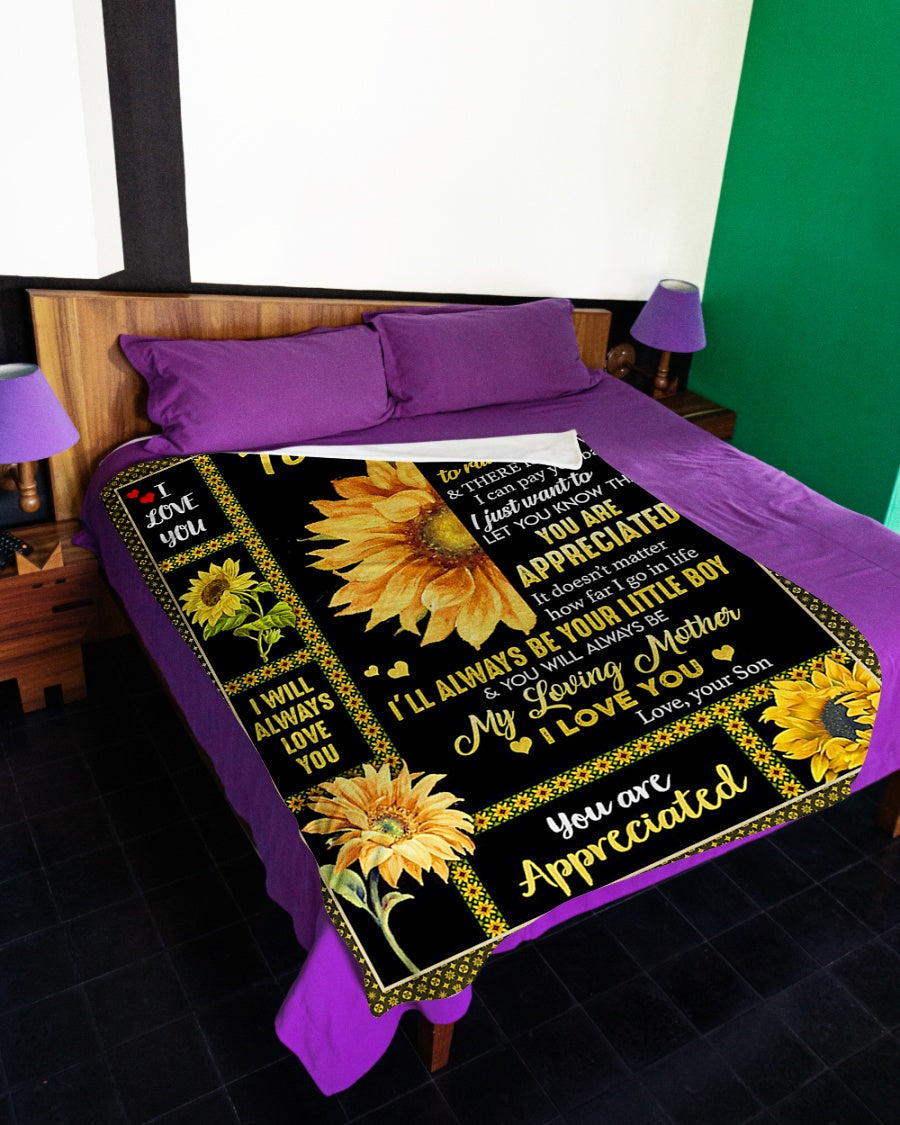 Sunflower You Are My Hero Mother Flannel Blanket For Cozy Bedroom Sofa Decor