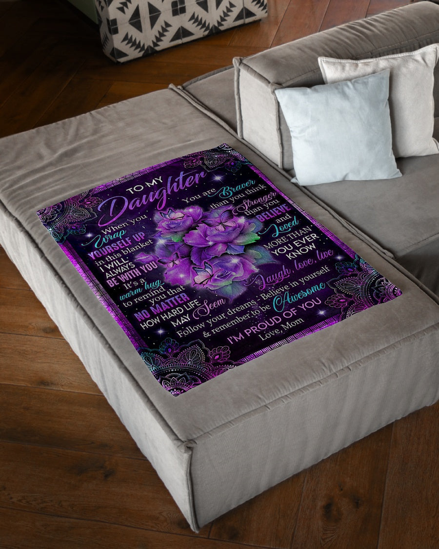 Butterfly I'm Proud Of You Daughter Gift Flannel Blanket For Cozy Bedroom Sofa Decor