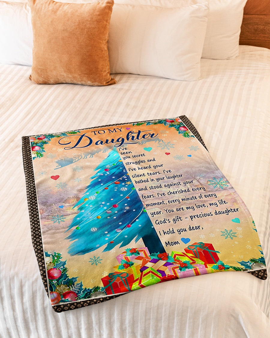 Christmas You Are My Love Daughter Gift From Mom Flannel Blanket For Cozy Bedroom Sofa Decor