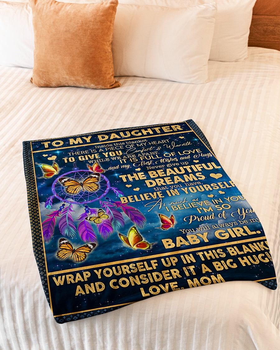 Butterfly Believe In Yourself Daughter Gift Flannel Blanket For Cozy Bedroom Sofa Decor