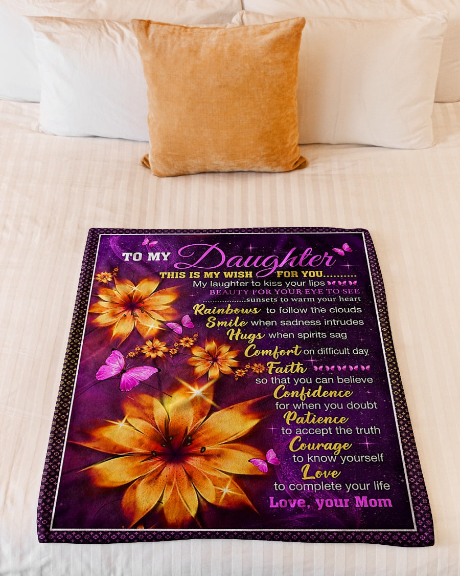 Flower My Wish For You Mom To Daughter Flannel Blanket For Cozy Bedroom Sofa Decor
