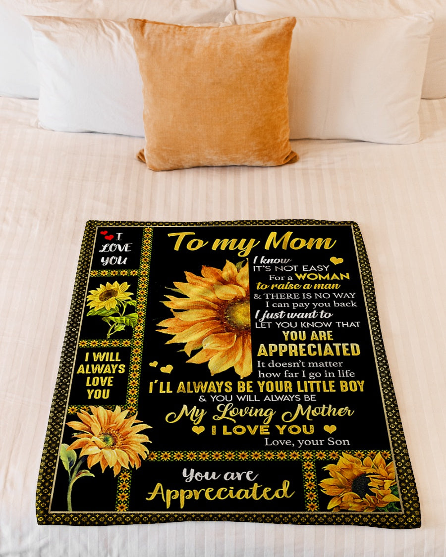 Sunflower You Are My Hero Mother Flannel Blanket For Cozy Bedroom Sofa Decor