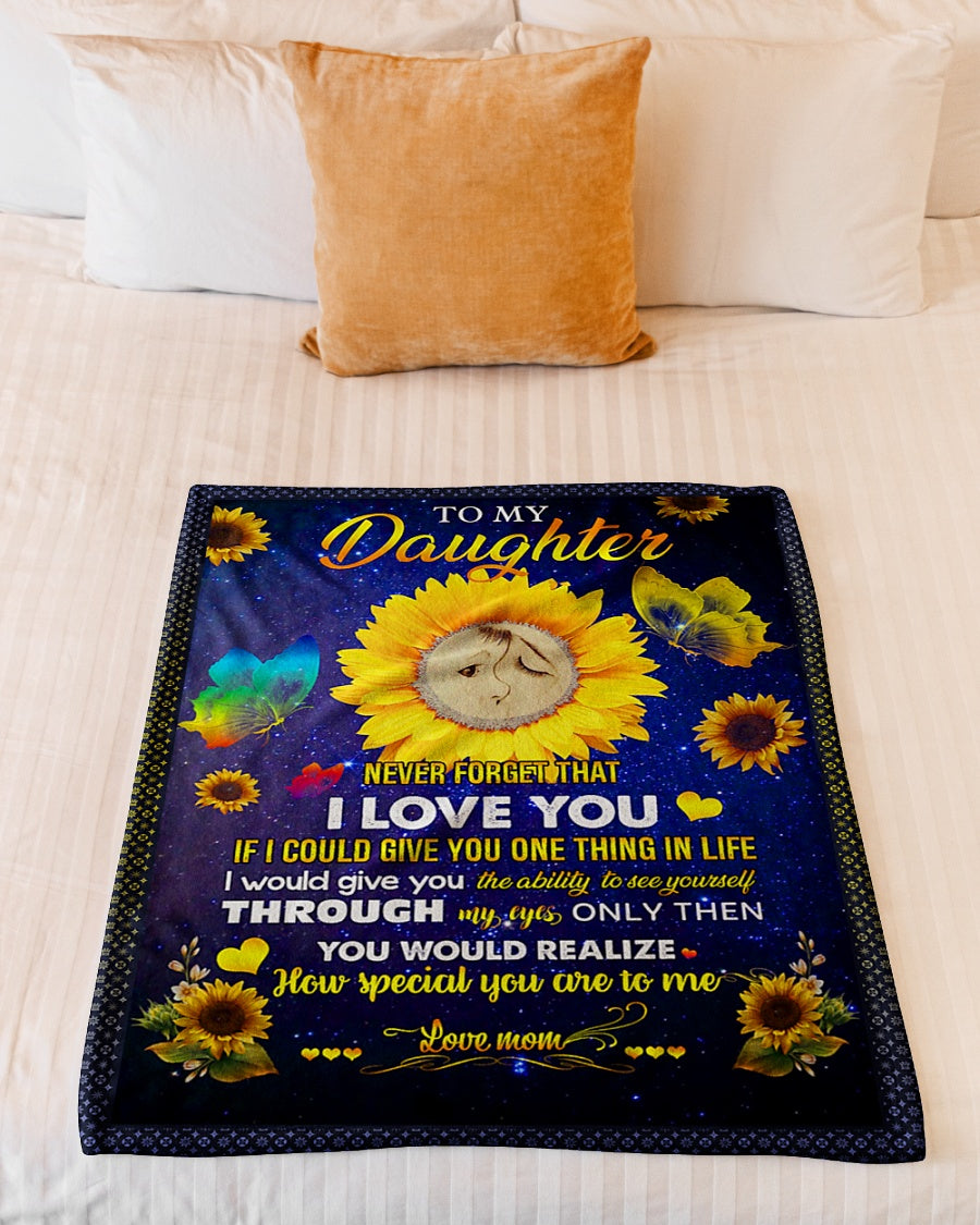 Sunflower Never Forget I Love You Mom To Daughter Flannel Blanket For Cozy Bedroom Sofa Decor