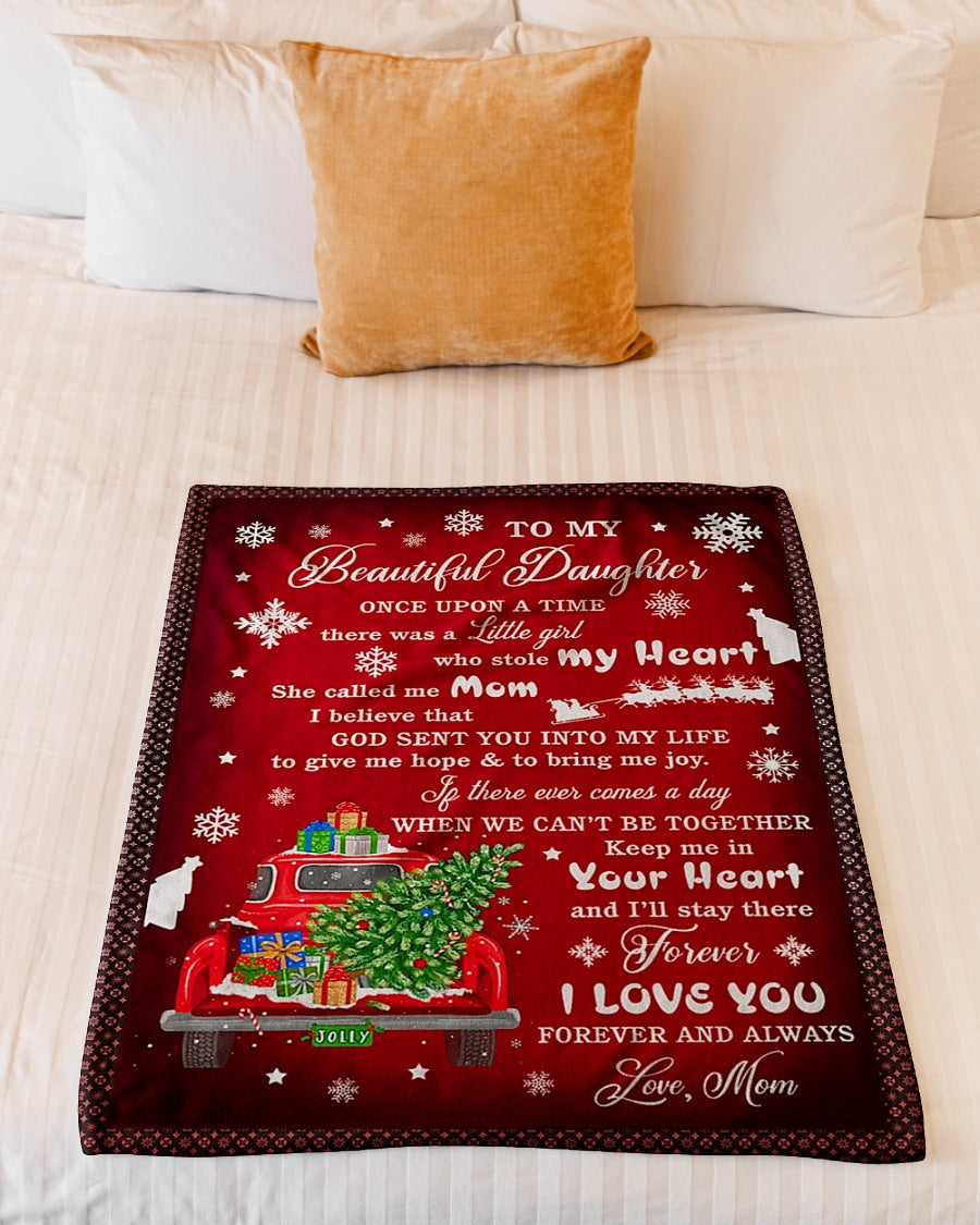 Christmas I Love You Daughter Gift Flannel Blanket For Cozy Bedroom Sofa Decor