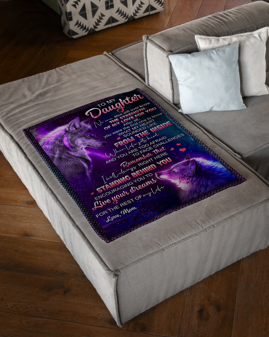 Wolf Live Your Dreams Daughter Gift Flannel Blanket For Cozy Bedroom Sofa Decor
