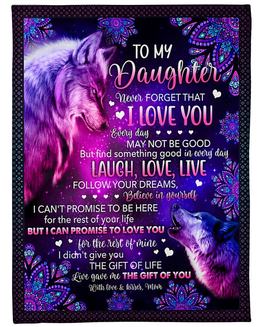 Wolf Never Forget That I Love You Mom To Daughter Flannel Blanket For Cozy Bedroom Sofa Decor