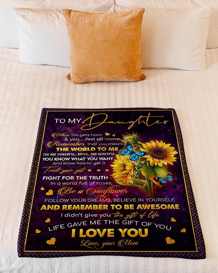 Family When Life Gets Hard You Feel Alone Mom To Daughter Flannel Blanket For Cozy Bedroom Sofa Decor