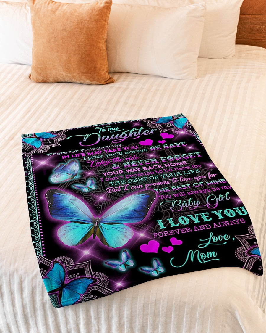 Butterfly I Love You Daughter Gift Be Safe Flannel Blanket For Cozy Bedroom Sofa Decor