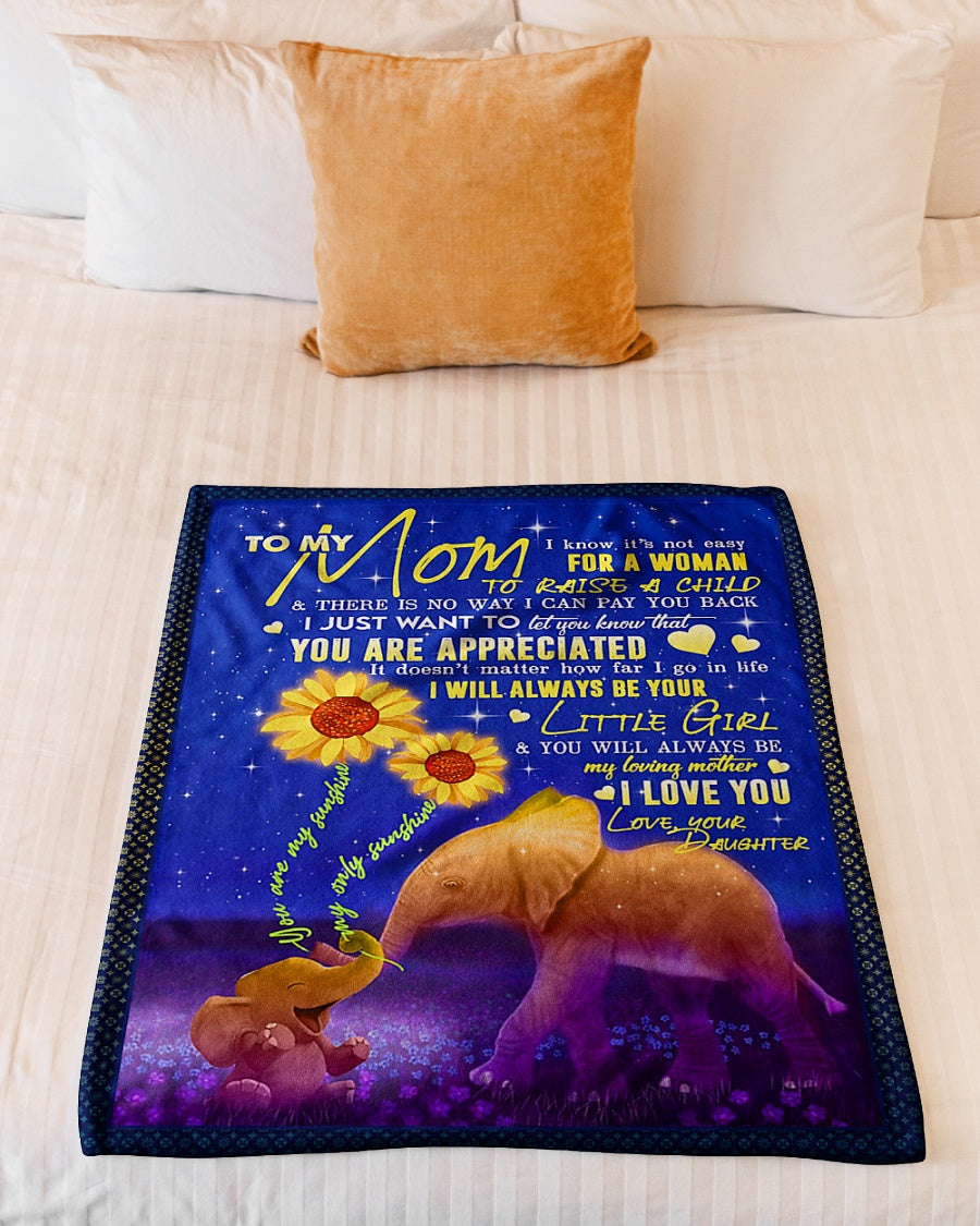 Elephant To My Mom Flannel Blanket For Cozy Bedroom Sofa Decor