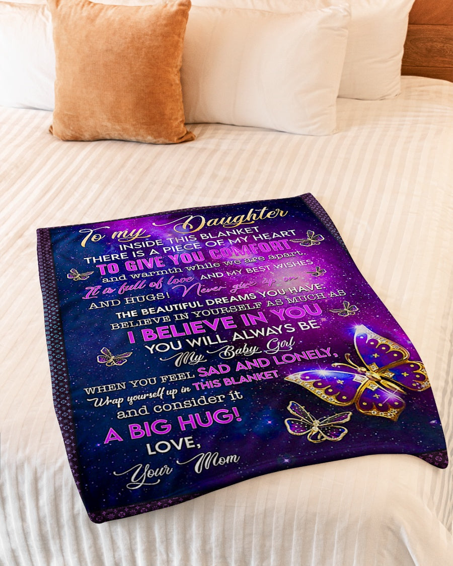 Butterfly I Believe In You Mom To Daughter Flannel Blanket For Cozy Bedroom Sofa Decor