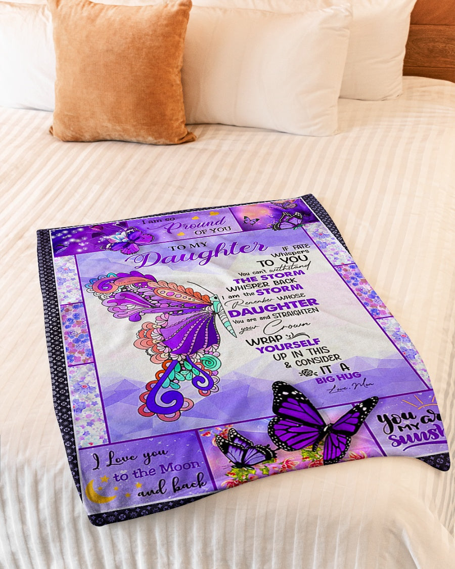 Butterfly If Fate Whispers To You Mom To Daughter Flannel Blanket For Cozy Bedroom Sofa Decor