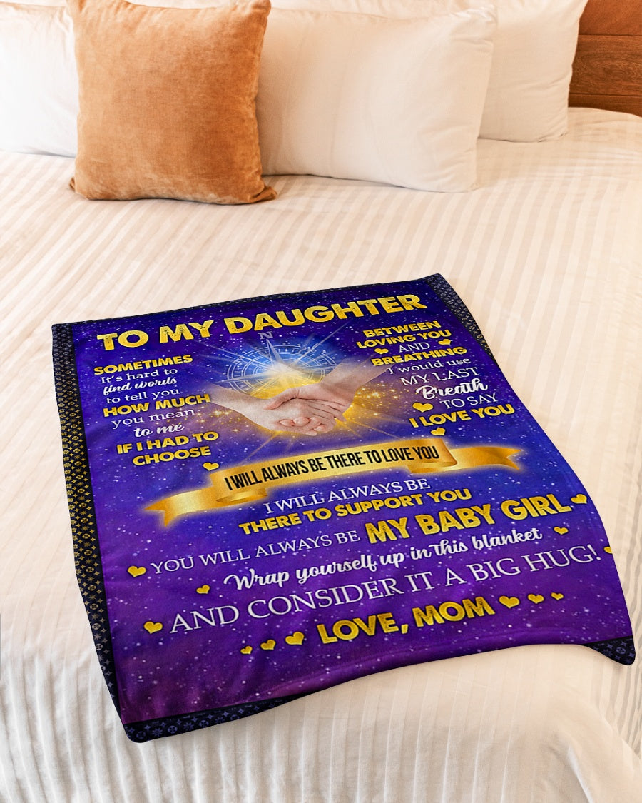 Family Big Hug Daughter Gift Flannel Blanket For Cozy Bedroom Sofa Decor