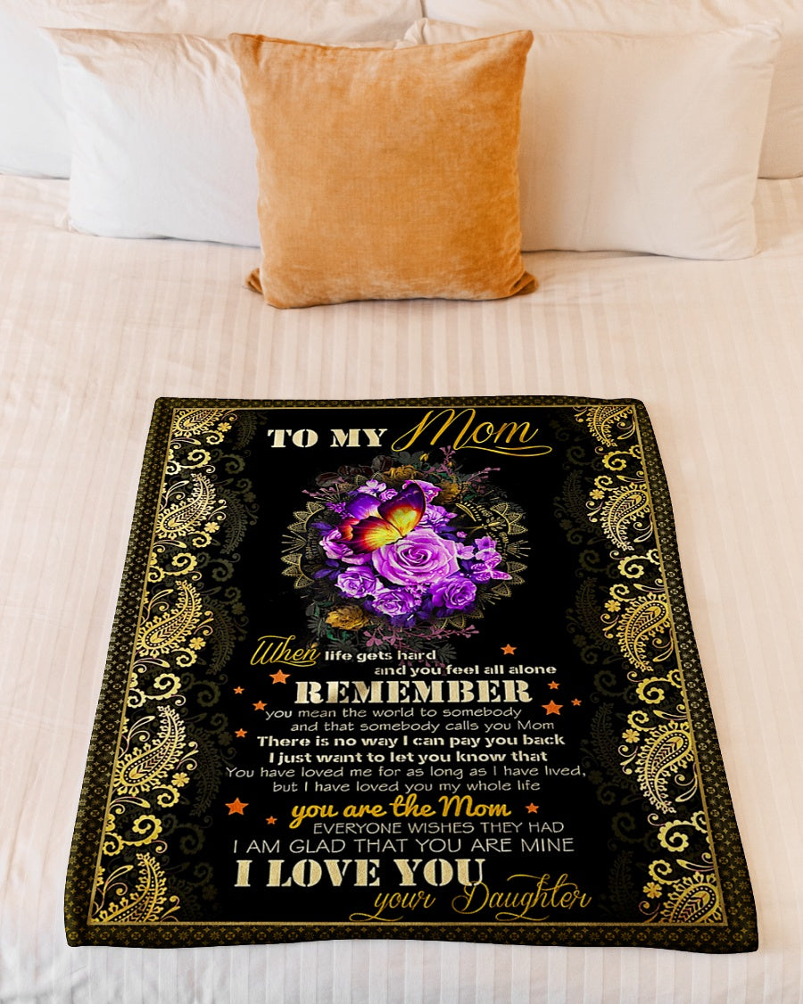 Rose To My Mom Rose Butterfly When Life Flannel Blanket For Cozy Bedroom Sofa Decor