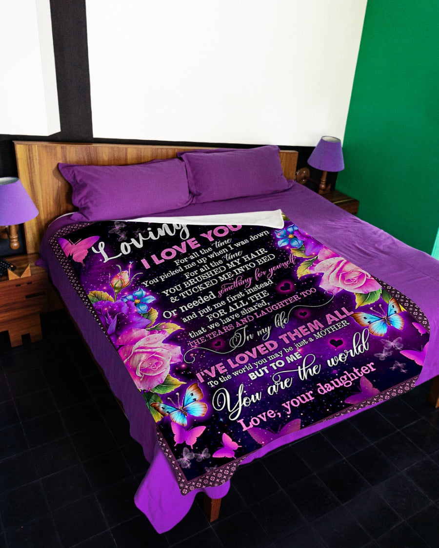 Family To My Mom You Will Always Be My Loving Mom Butterfly Rose Flannel Blanket For Cozy Bedroom Sofa Decor