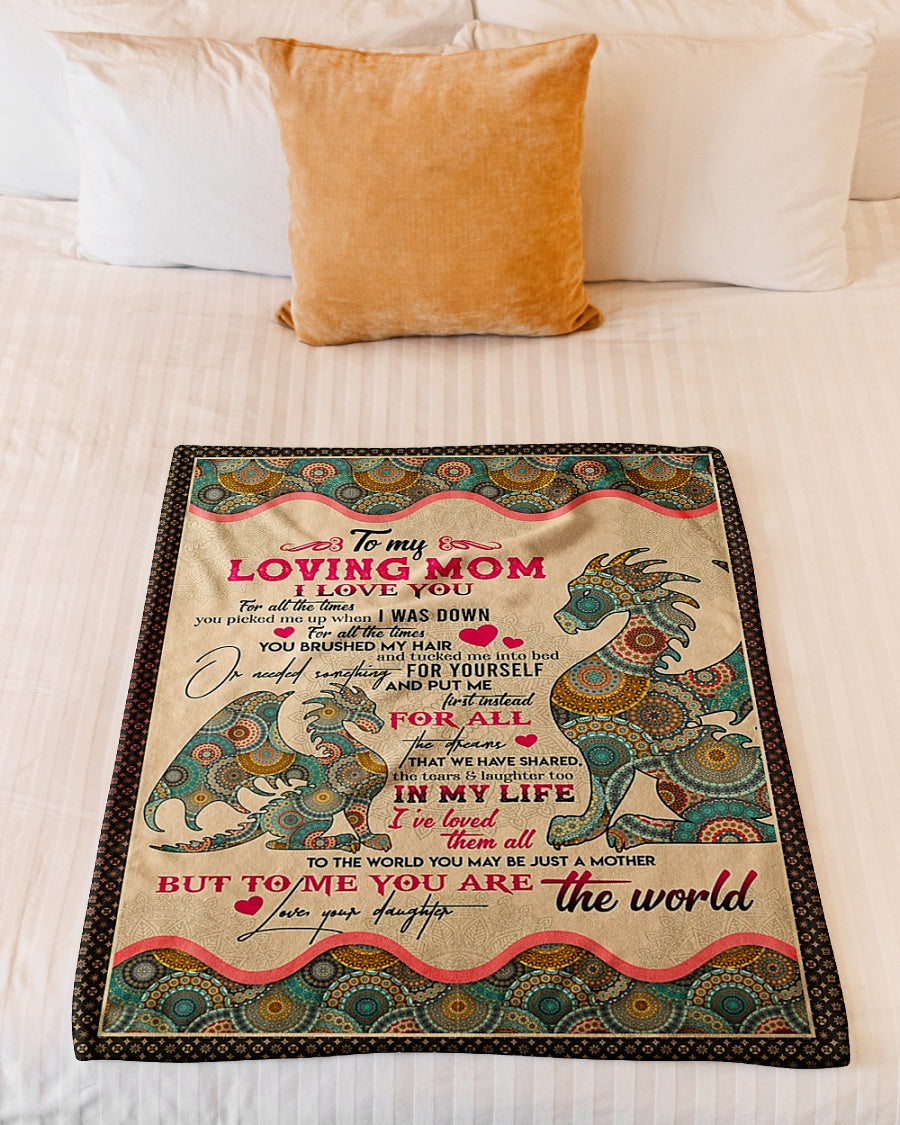 Hippie To My Mom Dragon In My Life Flannel Blanket For Cozy Bedroom Sofa Decor