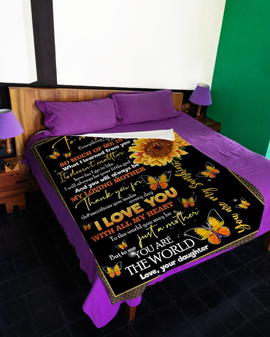 Sunflower To My Mom Flannel Blanket For Cozy Bedroom Sofa Decor