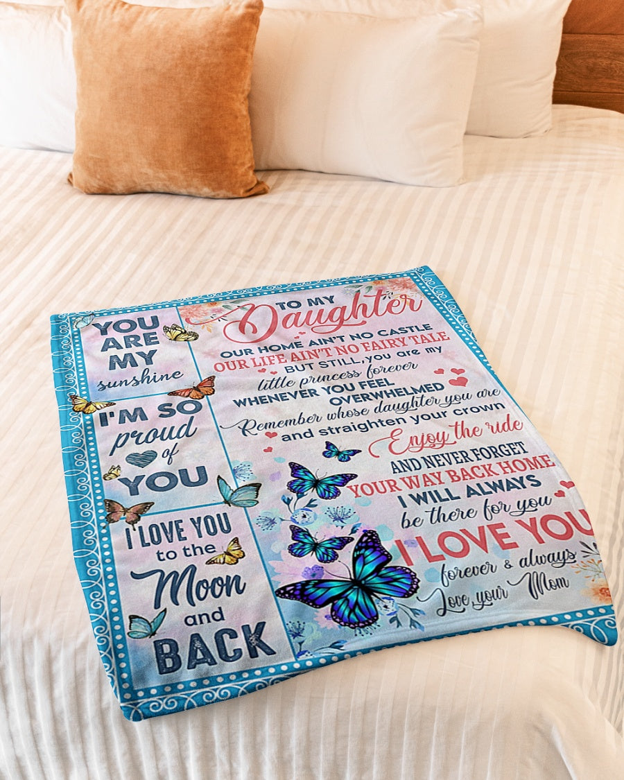 Butterfly Your Way Back Home Daughter Gift Flannel Blanket For Cozy Bedroom Sofa Decor