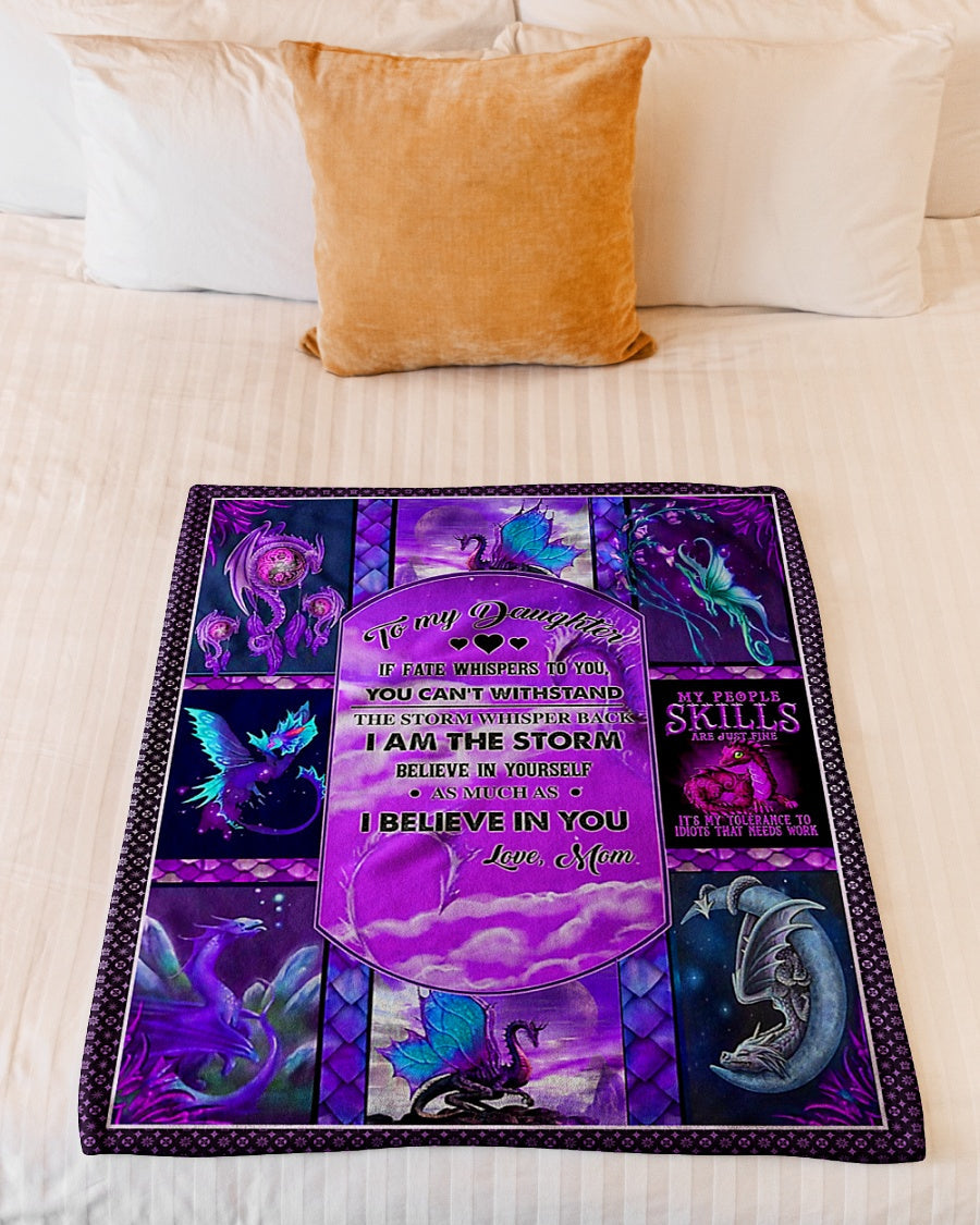 Dragon If Fate Whispers To You Halloween Mom To Daughter Flannel Blanket For Cozy Bedroom Sofa Decor