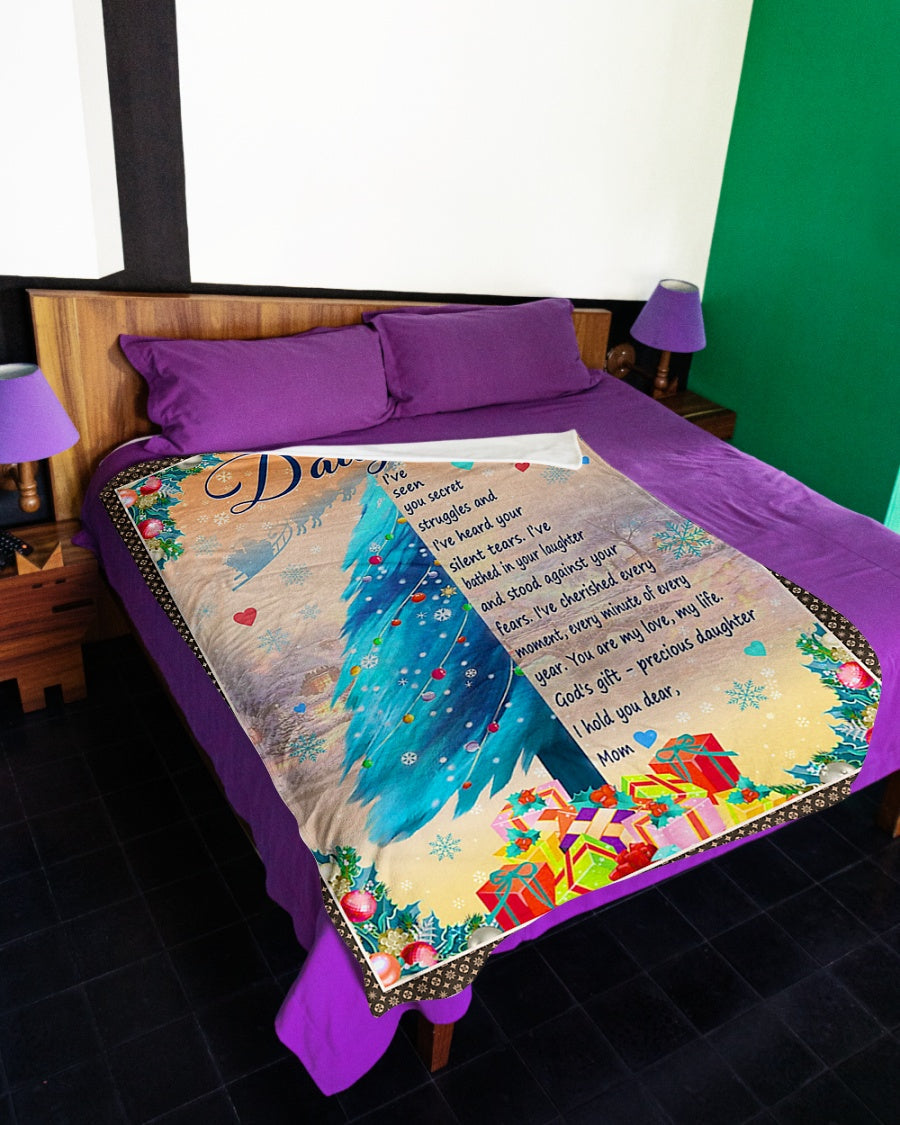 Christmas You Are My Love Daughter Gift From Mom Flannel Blanket For Cozy Bedroom Sofa Decor