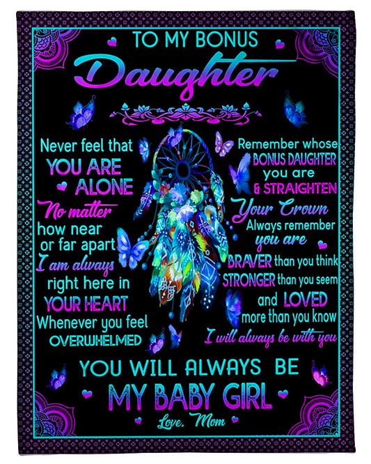 Family Never Feel That You Are Alone To Bonus Daughter Flannel Blanket For Cozy Bedroom Sofa Decor