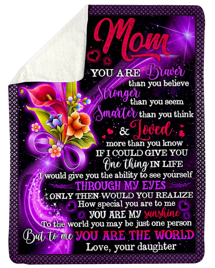 Flower To My Mom You Are The World To Me Flannel Blanket For Cozy Bedroom Sofa Decor