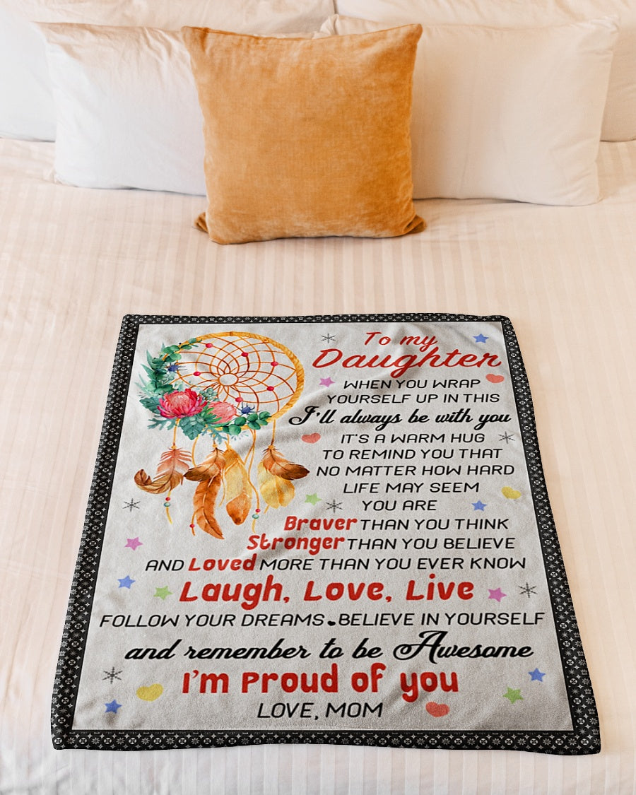 Family Love I'm Proud Of You Daughter Gift Flannel Blanket For Cozy Bedroom Sofa Decor