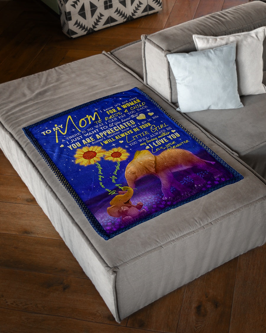Elephant To My Mom Flannel Blanket For Cozy Bedroom Sofa Decor
