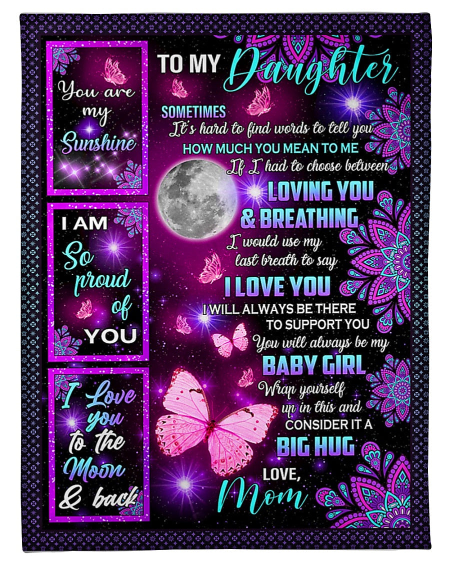Butterfly I Love You Daughter Gift Flannel Blanket For Cozy Bedroom Sofa Decor