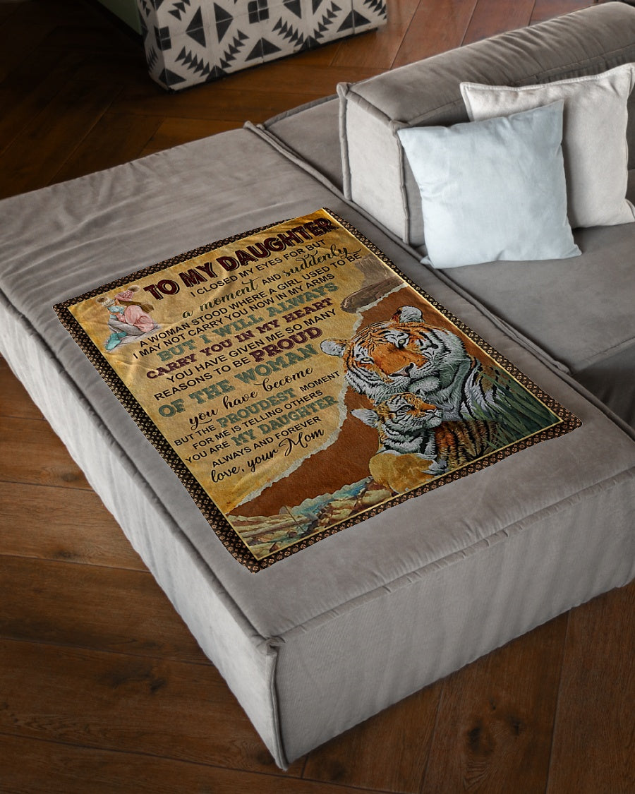 Tiger I Will Always Carry You Daughter Gift Flannel Blanket For Cozy Bedroom Sofa Decor