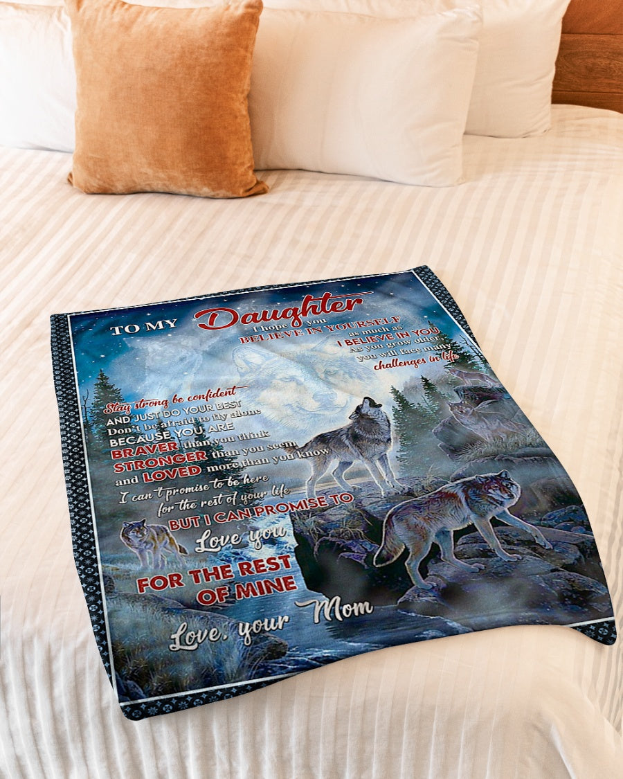 Wolf Believe In Yourself Daughter Gift Flannel Blanket For Cozy Bedroom Sofa Decor