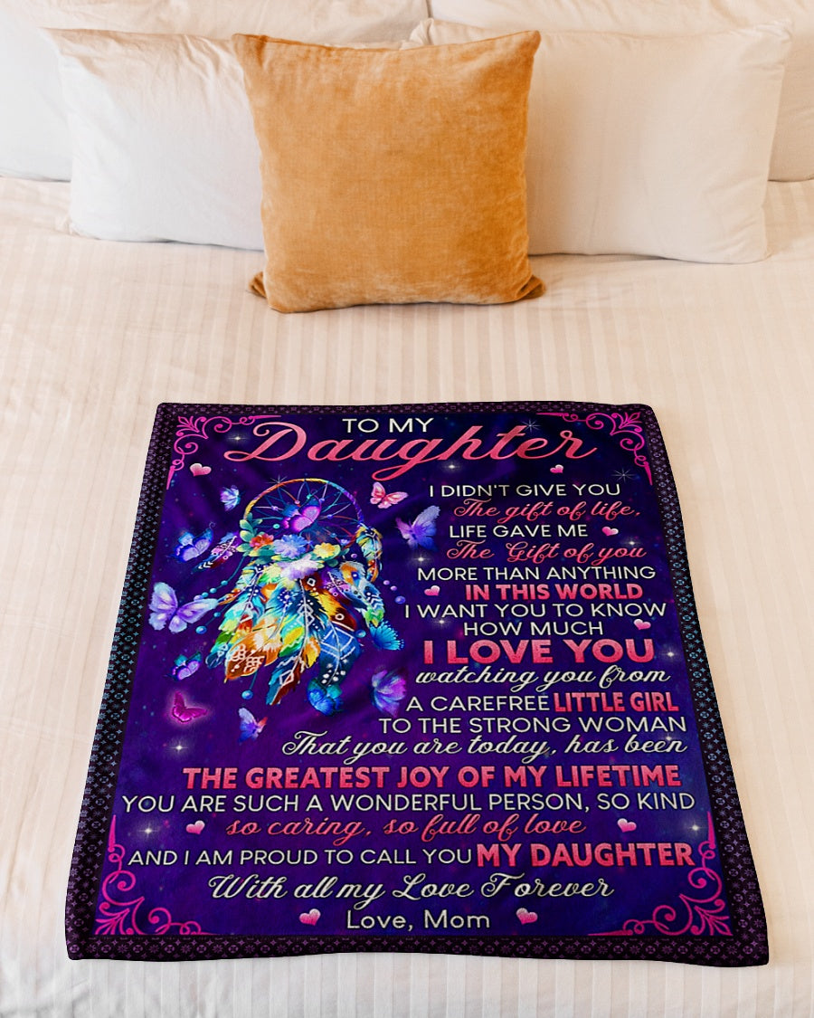 Family I Didn't Give You The Gift Of Life Mom To Daughter Purple Flannel Blanket For Cozy Bedroom Sofa Decor