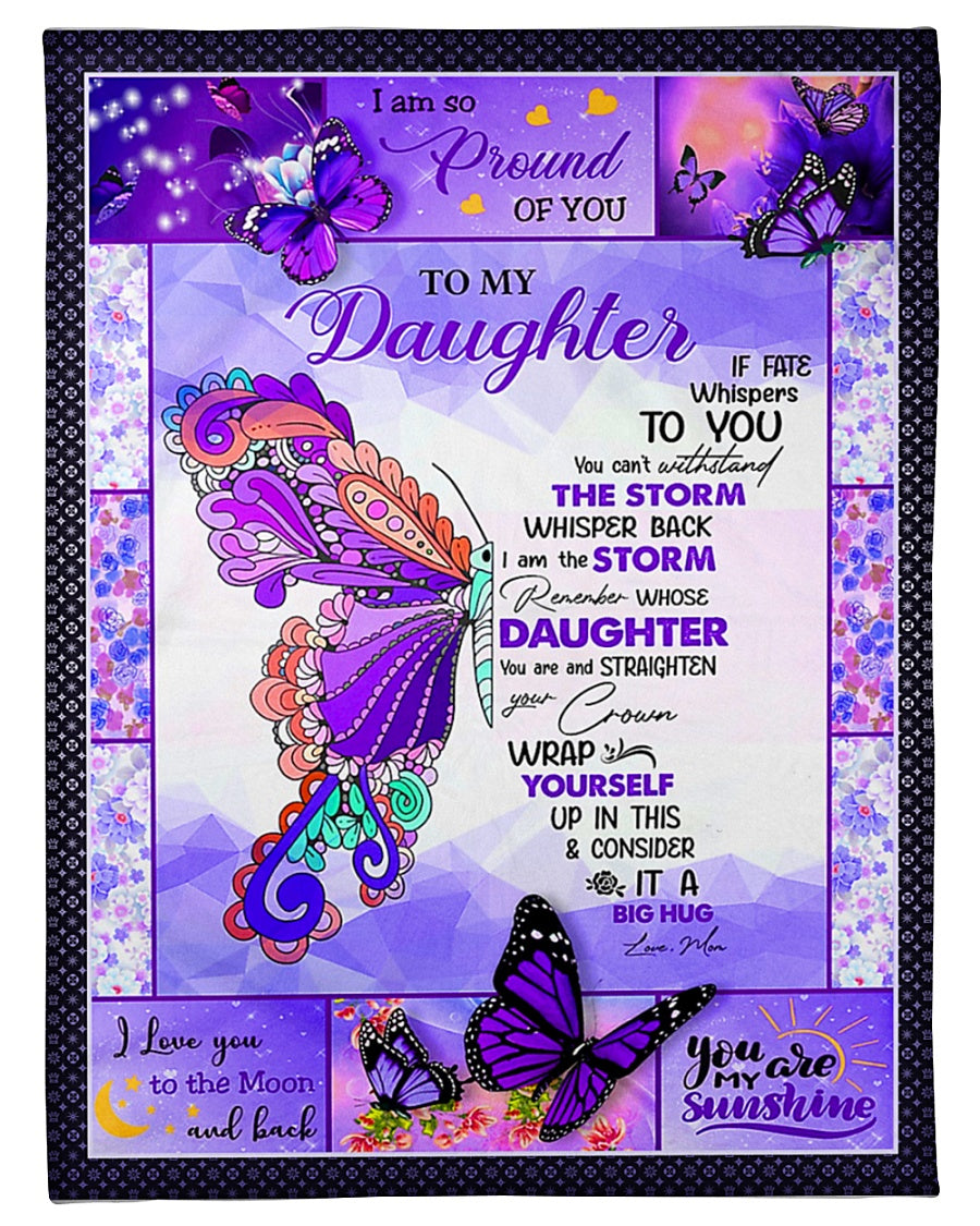 Butterfly If Fate Whispers To You Mom To Daughter Flannel Blanket For Cozy Bedroom Sofa Decor