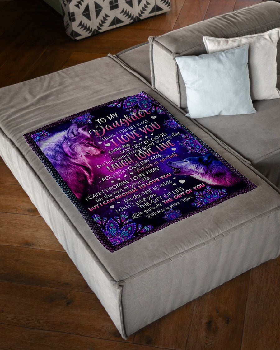 Wolf Never Forget That I Love You Mom To Daughter Flannel Blanket For Cozy Bedroom Sofa Decor