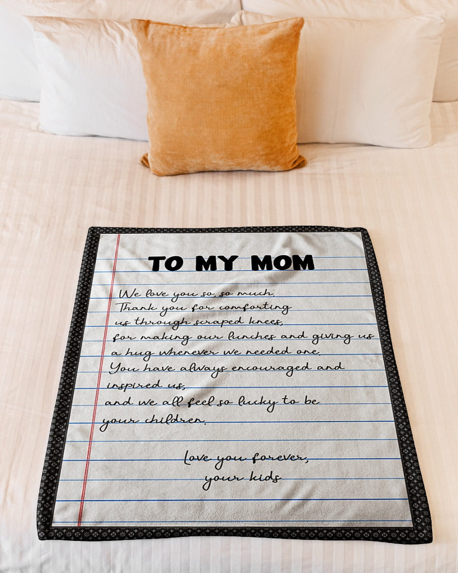 Dear Mom Letter Flannel Blanket For Cozy Bedroom Sofa Decor