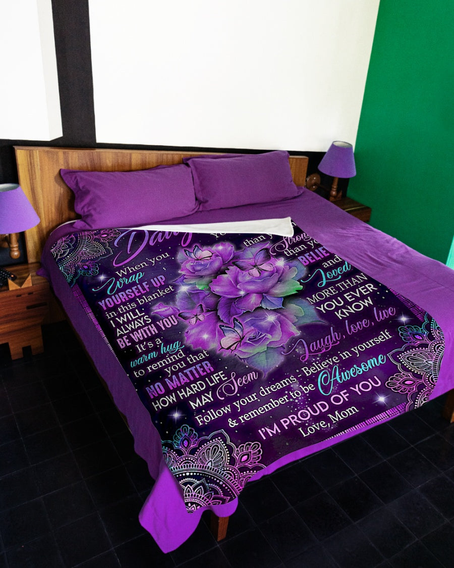 Butterfly I'm Proud Of You Daughter Gift Flannel Blanket For Cozy Bedroom Sofa Decor