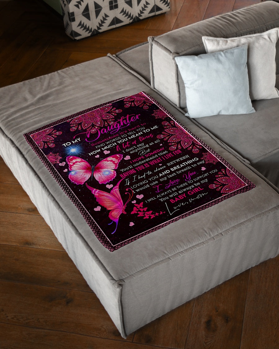 Butterfly How Much You Mean To Me Daughter Gift Flannel Blanket For Cozy Bedroom Sofa Decor
