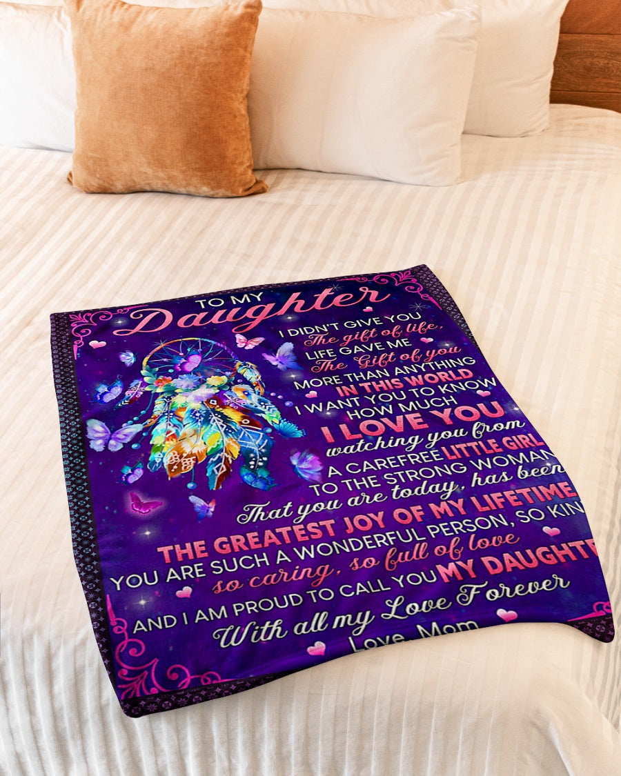 Family I Didn't Give You The Gift Of Life Mom To Daughter Purple Flannel Blanket For Cozy Bedroom Sofa Decor
