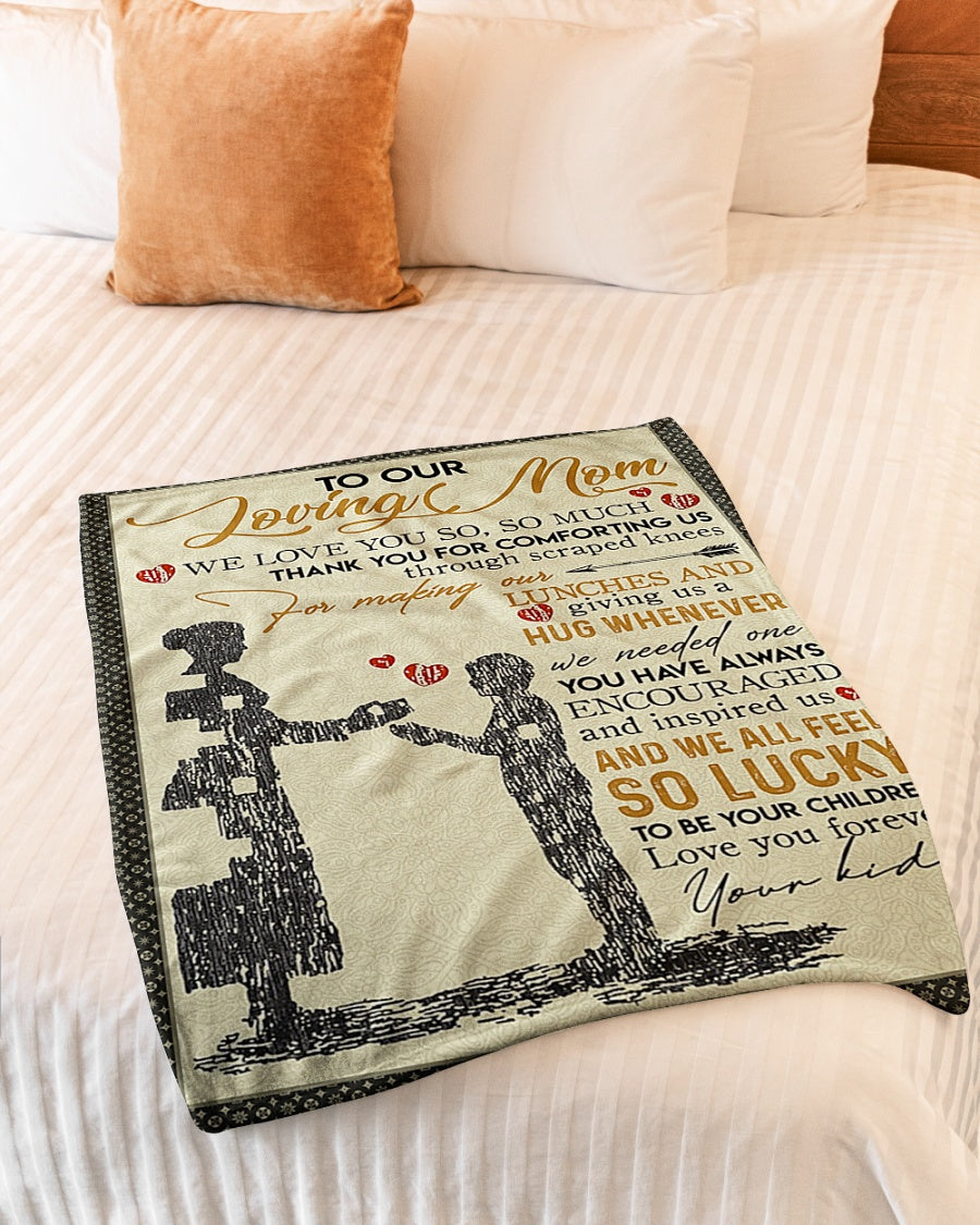 Family Love To Our Loving Mom Flannel Blanket For Cozy Bedroom Sofa Decor