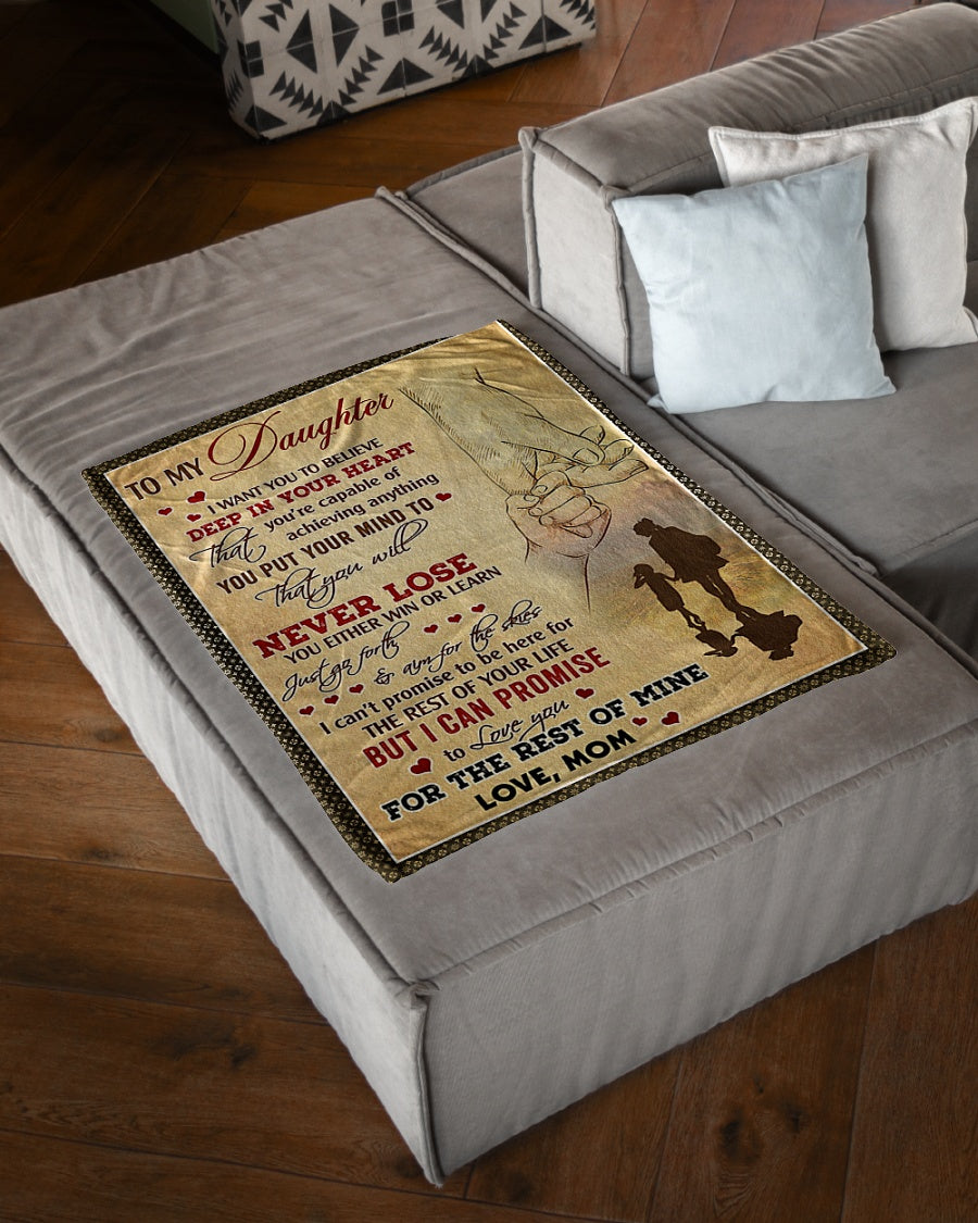 Family Deep In Your Heart Daughter Gift Flannel Blanket For Cozy Bedroom Sofa Decor
