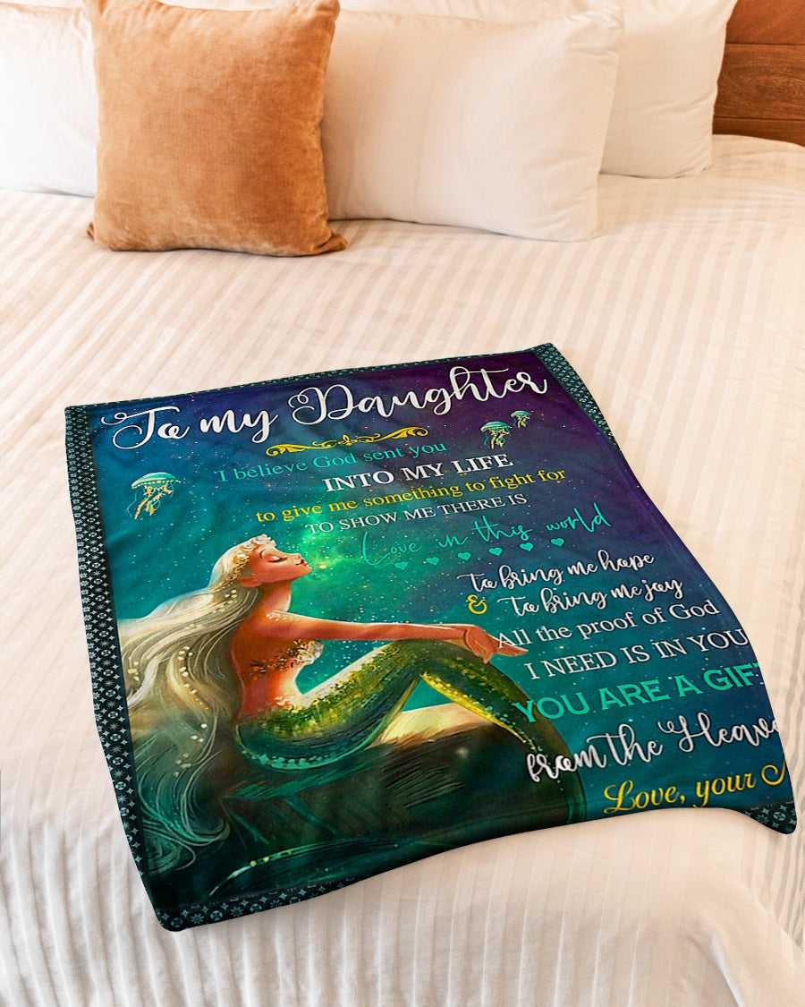 Mermaid You Are The Gift From The Heavens Mom To Daughter Flannel Blanket For Cozy Bedroom Sofa Decor