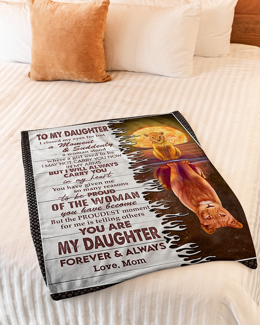 Lion Carry You In My Heart Daughter Gift Flannel Blanket For Cozy Bedroom Sofa Decor