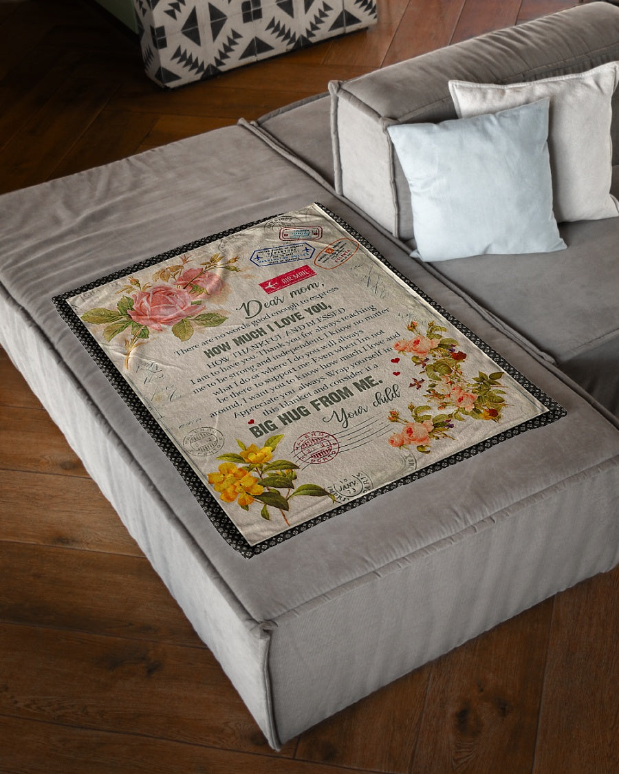 Family To My Mother For Mother Rose Letter Flannel Blanket For Cozy Bedroom Sofa Decor