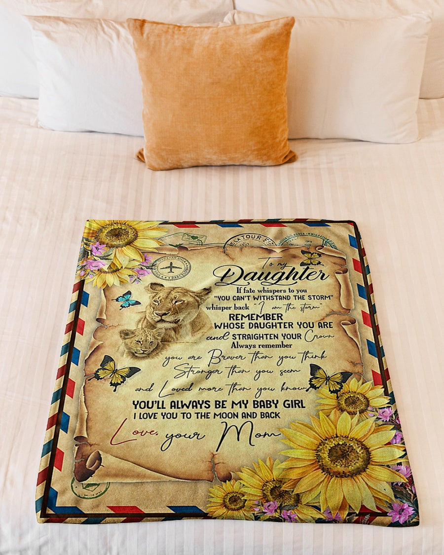 Lion I Love You Daughter Gift Flannel Blanket For Cozy Bedroom Sofa Decor