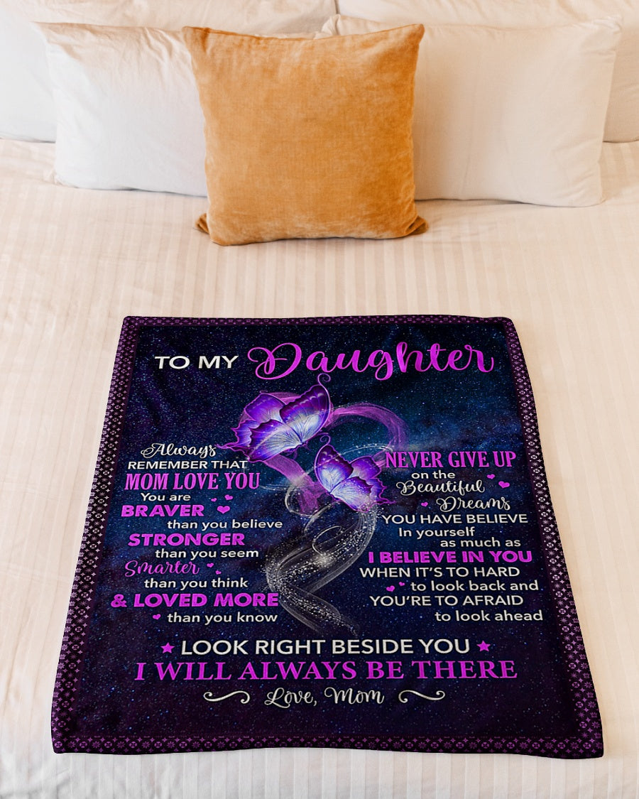 Butterfly Daughter Look Right I'll Always Be There Flannel Blanket For Cozy Bedroom Sofa Decor