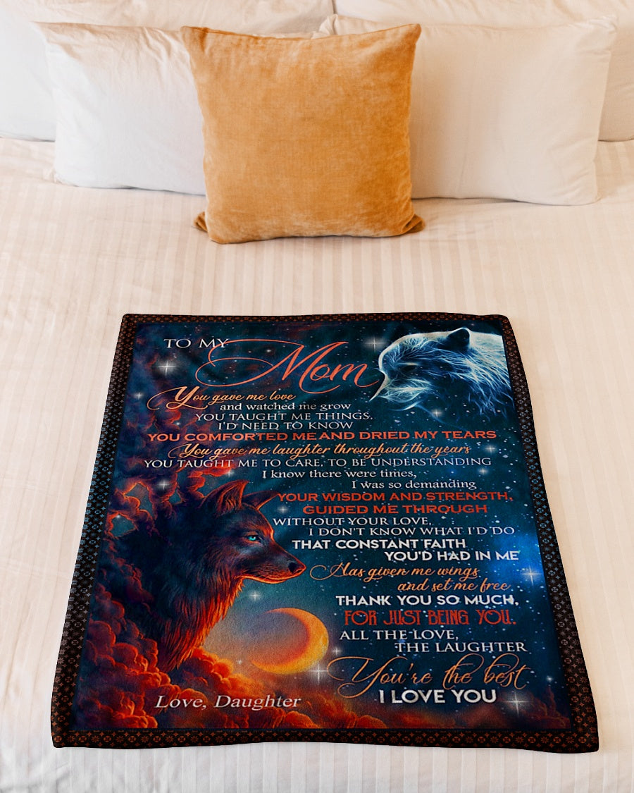 Wolf You Gave Me Love Mother Flannel Blanket For Cozy Bedroom Sofa Decor