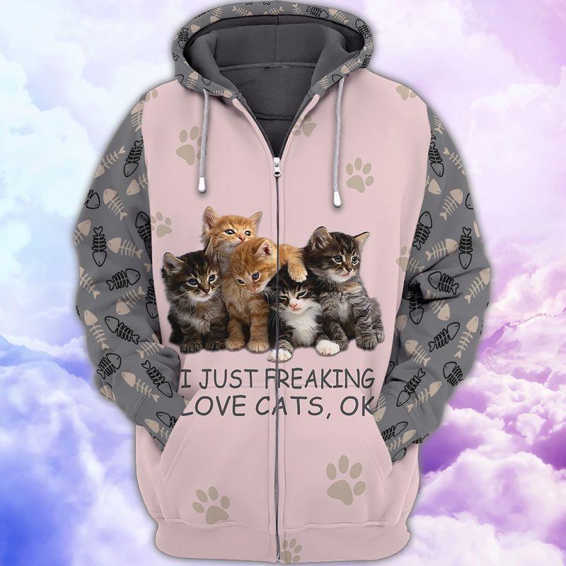 Freaking Love Cats Hoodie For Everyday Streetwear Seasonal Travel And Gift Giving