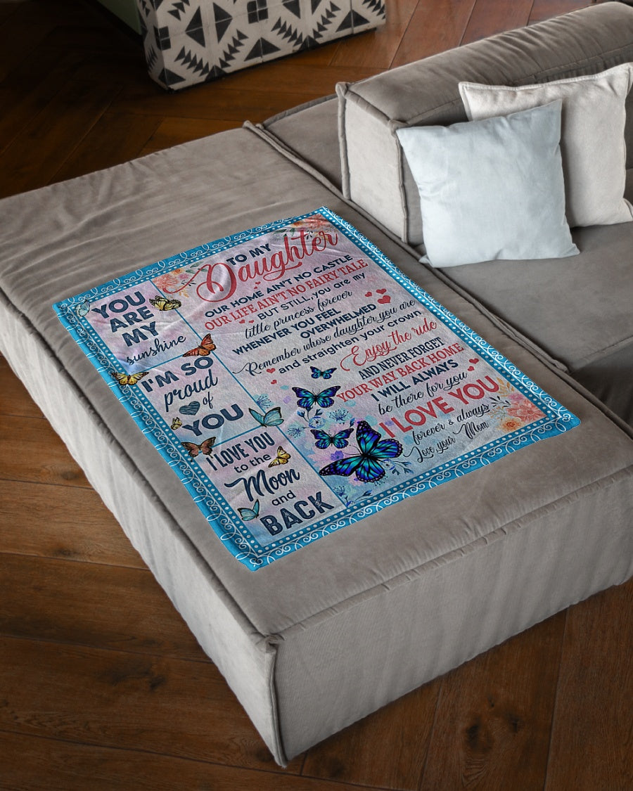 Butterfly Your Way Back Home Daughter Gift Flannel Blanket For Cozy Bedroom Sofa Decor