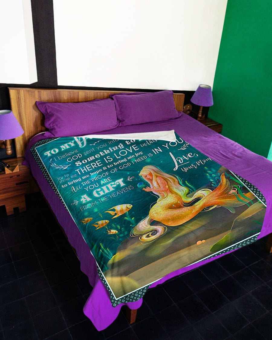 Mermaid God Sent You Into My Life Mom To Daughter Flannel Blanket For Cozy Bedroom Sofa Decor